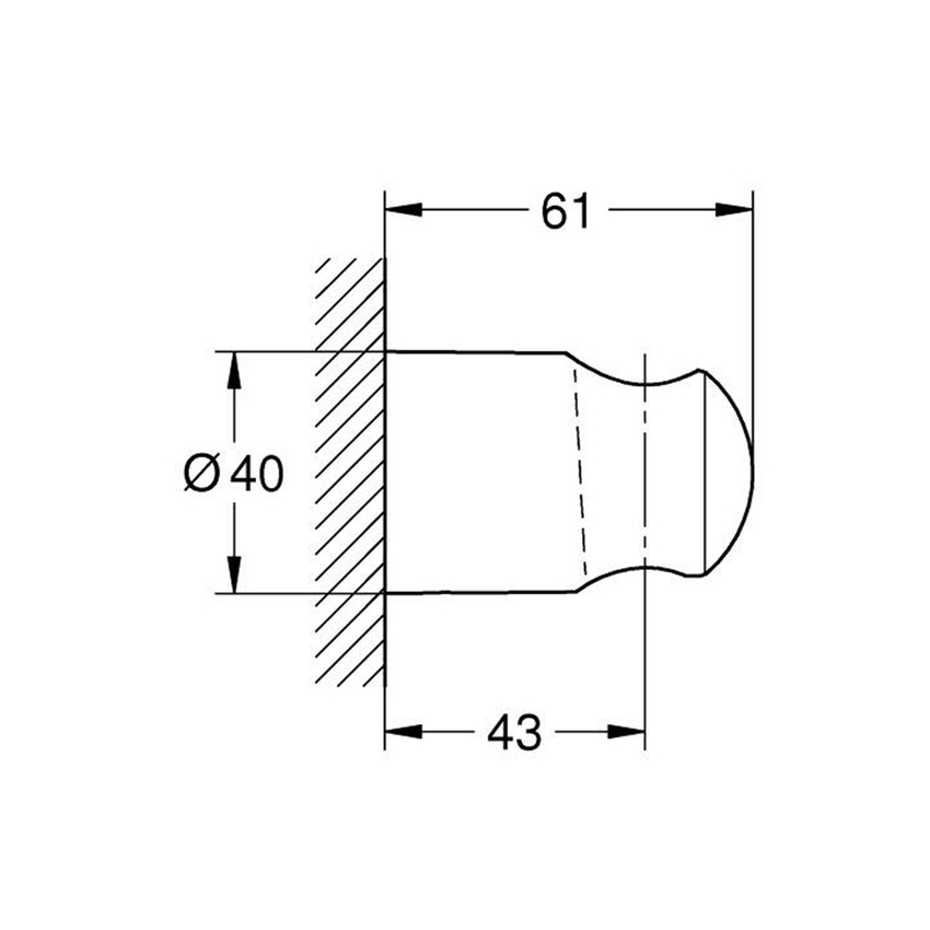 Immagine di Grohe TEMPESTA CUBE 110 supporto a parete per manopola doccia, fisso, finitura cromo 28605001