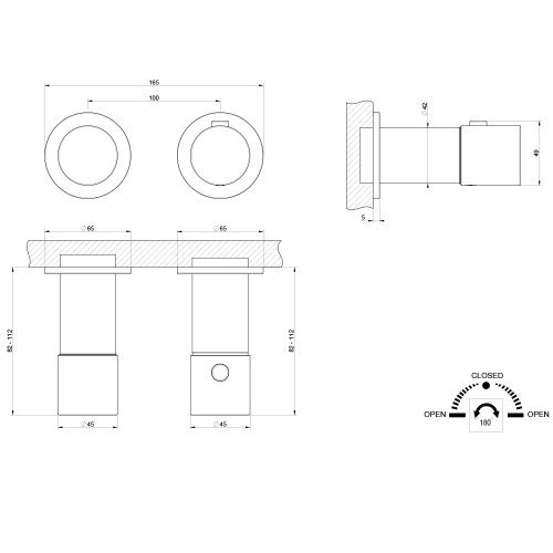 Immagine di Gessi HABITO miscelatore termostatico per doccia, a parete, 2 vie con deviatore, senza corpo incasso, finitura black metal brushed PVD 70034#707