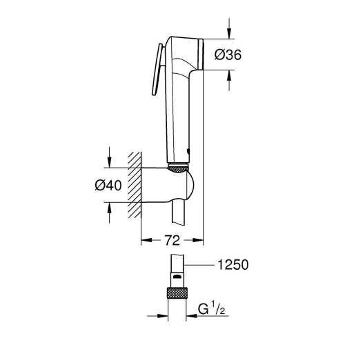 Immagine di Grohe TEMPESTA-F idroscopino 30 set completo con manopola doccia, supporto a muro e flessibile 125 cm, colore nero finitura opaco 1025302431