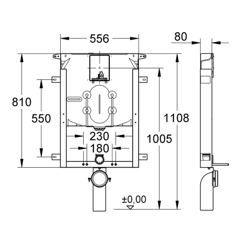 Immagine di Grohe UNISET modulo per vaso sospeso, con cassetta profonda 8 cm, flusso regolabile 38729000