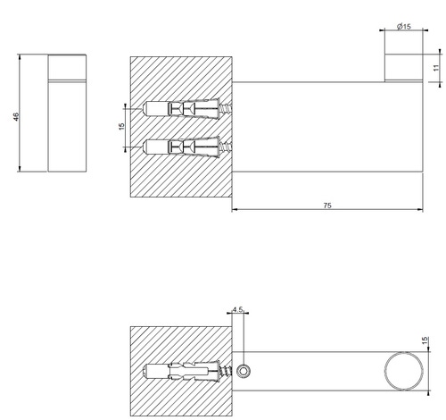 Immagine di Gessi ORIGINI appendino a parete, finitura cromo 66523#031