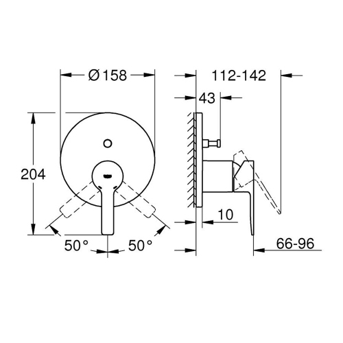Immagine di Grohe LINEARE miscelatore monocomando per doccia, 2 vie, senza corpo incasso, con deviatore, finitura cromo  24064001