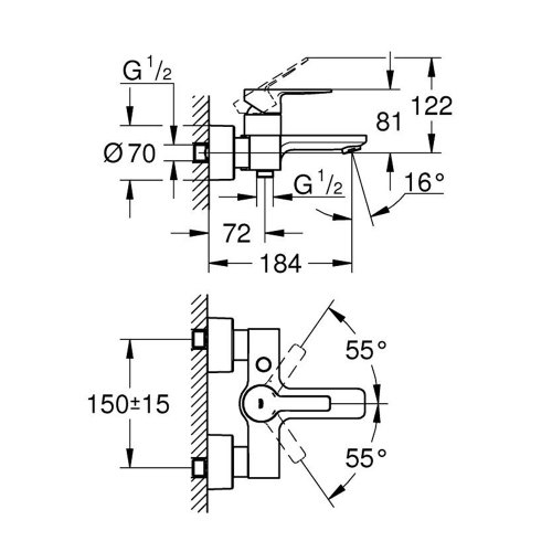 Immagine di Grohe LINEARE miscelatore monocomando per vasca o doccia, con deviatore automatico, finitura cromo 33849001