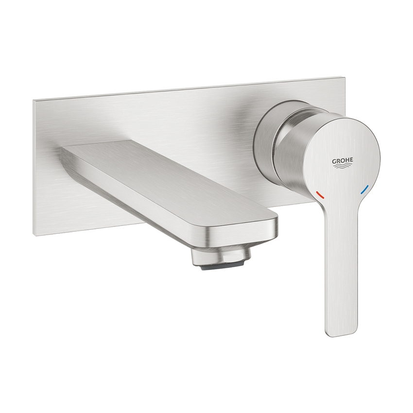 Immagine di Grohe LINEARE miscelatore 2 fori a parete, per lavabo, senza corpo incasso, finitura satinata super steel 19409DC1