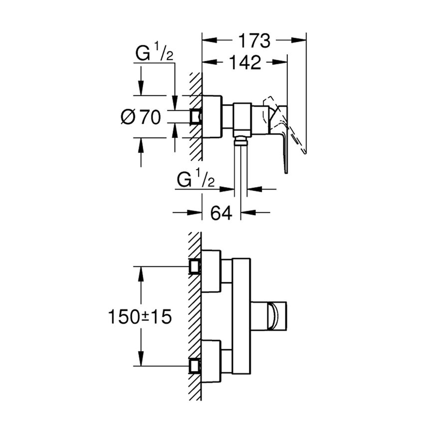 Immagine di Grohe LINEARE miscelatore monocomando per doccia, finitura cromo 33865001