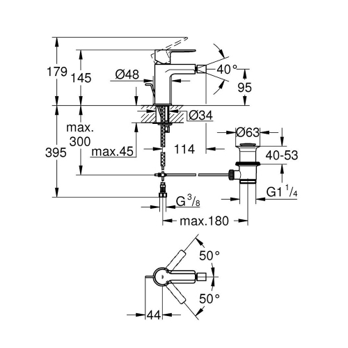 Immagine di Grohe LINEARE miscelatore monocomando per bidet, con scarico, finitura cromo 33848001