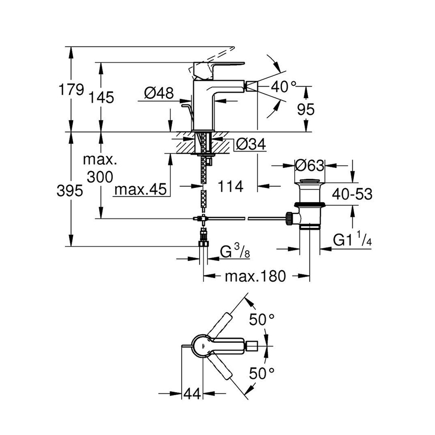Immagine di Grohe LINEARE miscelatore monocomando per bidet, con scarico, finitura cromo 33848001