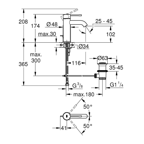 Grohe 24171001 ESSENCE miscelatore monocomando H.17 cm, per lavabo, con ...