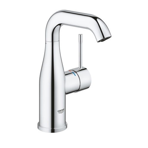 Immagine di Grohe ESSENCE miscelatore monocomando H.19 cm, per lavabo, senza scarico, con piletta clic clac, finitura cromo 24181001