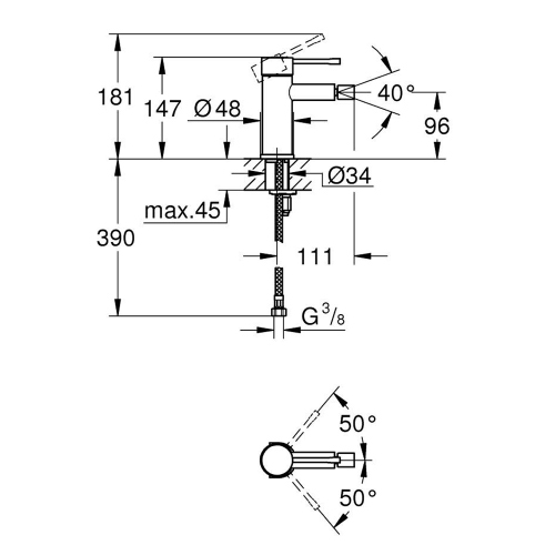 Immagine di Grohe ESSENCE miscelatore monocomando per bidet, senza scarico, colore nero finitura ultra opaco 24395KF1