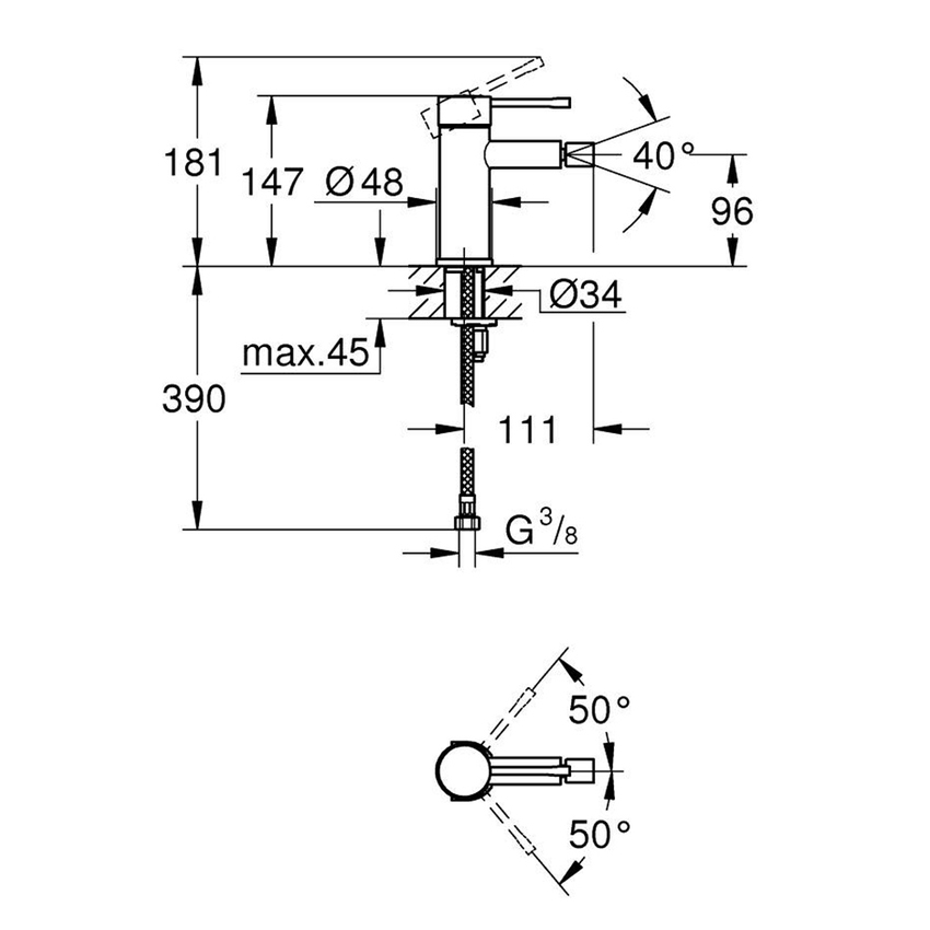 Immagine di Grohe ESSENCE miscelatore monocomando per bidet, senza scarico, colore nero finitura ultra opaco 24395KF1