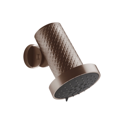 Immagine di Gessi SHOWER soffione anticalcare a parete, orientabile, funzione pioggia, spray e massaggio, Ø 13.5 cm, finitura copper brushed PVD 57251#708