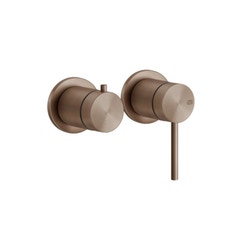 Immagine di Gessi 316 SHOWER parte esterna miscelatore doccia a parete 2 vie, senza corpo incasso, finitura copper brushed PVD 54077#708