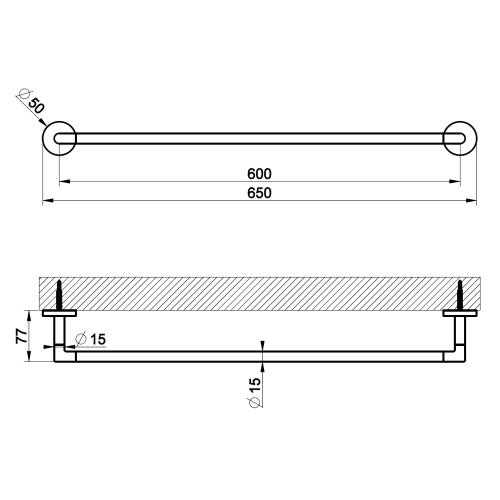 Immagine di Gessi ANELLO porta salviette a parete 60 cm, finitura black metal brushed PVD 63803#707