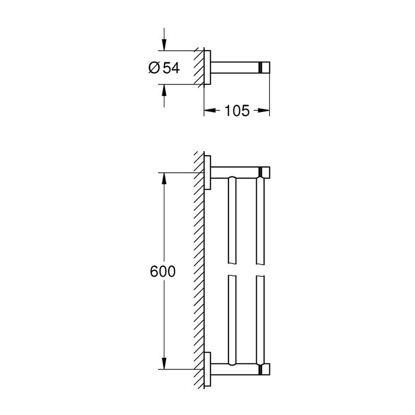 Immagine di Grohe ESSENTIALS porta salviette doppio L.60 cm, finitura cromo 40802001