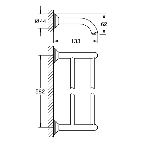 Immagine di Grohe ESSENTIALS AUTHENTIC porta salviette doppio, finitura cromo 40654001