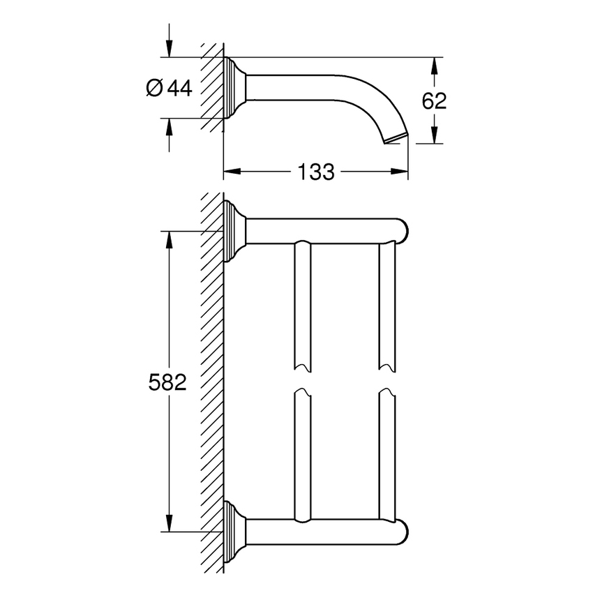 Immagine di Grohe ESSENTIALS AUTHENTIC porta salviette doppio, finitura cromo 40654001