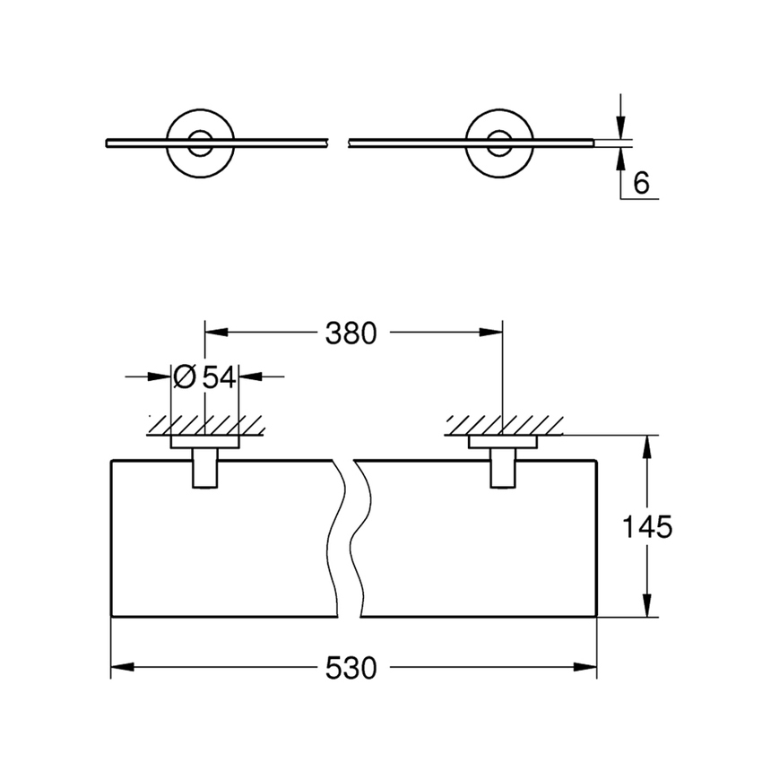 Immagine di Grohe ESSENTIALS mensola L.53 cm, finitura cromo 40799001