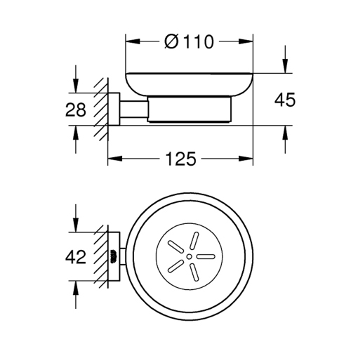 Immagine di Grohe ESSENTIALS CUBE portasapone con supporto, finitura cromo 40754001