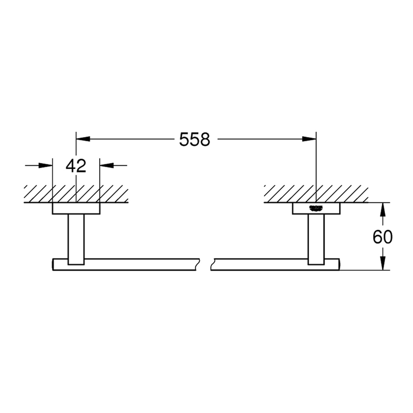 Immagine di Grohe ESSENTIALS CUBE portasalviette L.60 cm, finitura cromo 40509001
