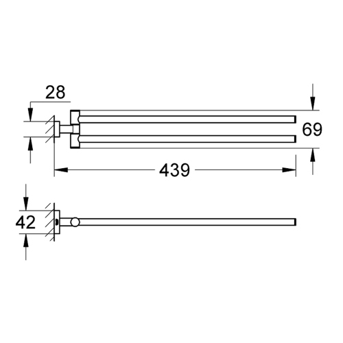 Immagine di Grohe ESSENTIALS CUBE porta salviette con barre orientabili, finitura cromo 40624001