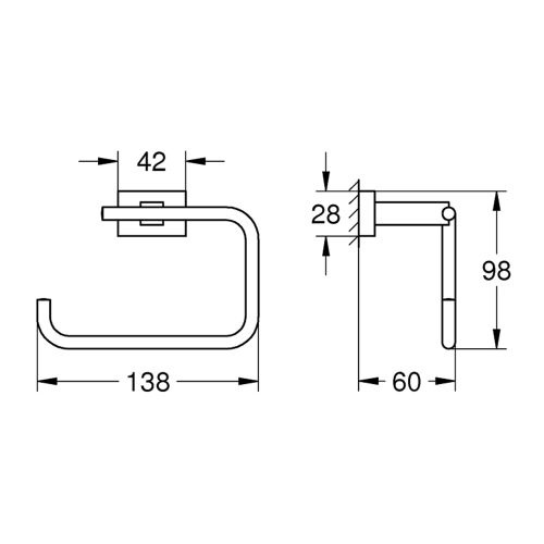 Immagine di Grohe ESSENTIALS CUBE porta rotolo senza coperchio, finitura cromo 40507001