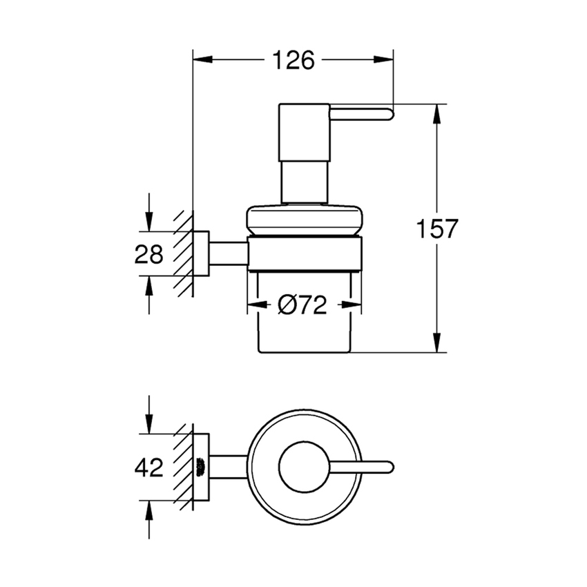 Immagine di Grohe ESSENTIALS CUBE dispenser sapone con supporto, capacità 160 ml, finitura cromo 40756001