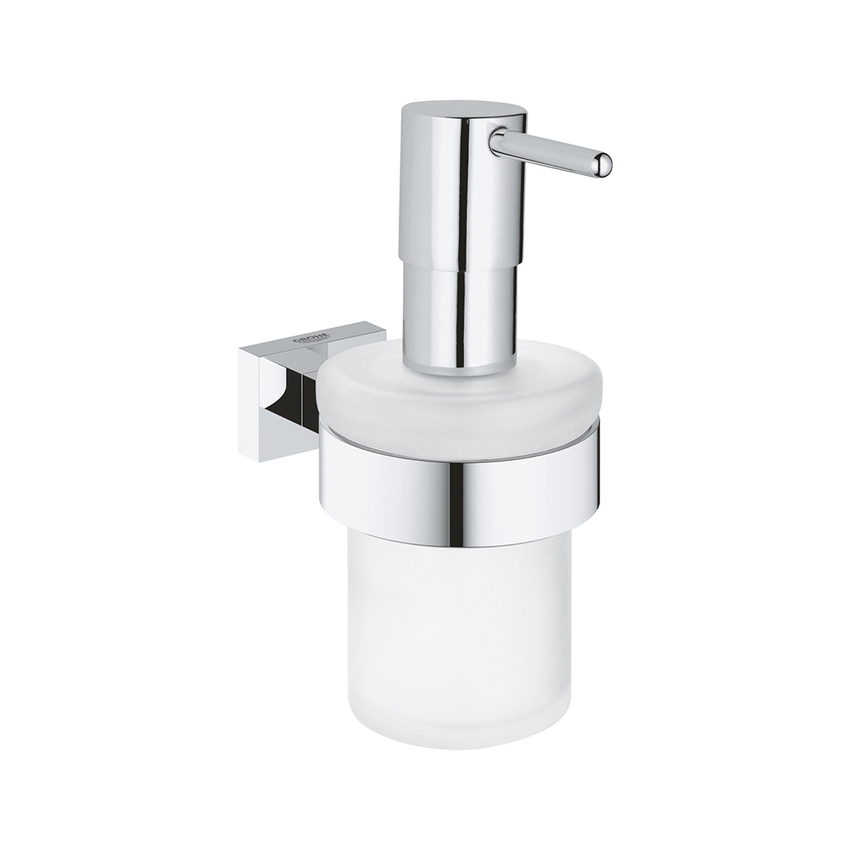 Immagine di Grohe ESSENTIALS CUBE dispenser sapone con supporto, capacità 160 ml, finitura cromo 40756001