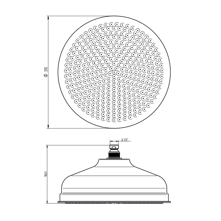 Immagine di Bellosta Soffione classico Ø 30 cm, erogazione a pioggia, finitura cromo 01-035370