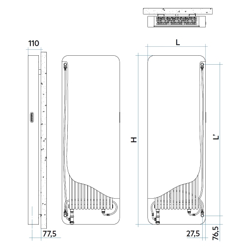 Immagine di Irsap RELAX STYLE radiatore H.175,3 L.49,6 P.9,1 cm, con allacciamento dal basso interasse da 40 a 50 cm, colore bianco standard finitura lucido Cod.01 RESP049B01IRS1AN