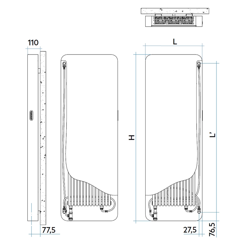 Immagine di Irsap RELAX STYLE radiatore H.175,3 L.49,6 P.9,1 cm, con allacciamento dal basso interasse da 40 a 50 cm, colore bianco standard finitura lucido Cod.01 RESP049B01IRS1AN