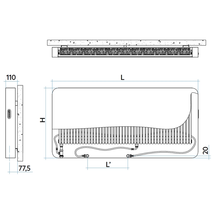 Immagine di Irsap RELAX STYLE radiatore H.65,3 L.71,2 P.9,1 cm, con allacciamento dal basso interasse da 40 a 50 cm, colore bianco standard finitura lucido Cod.01 RESC071B01IRS1AN