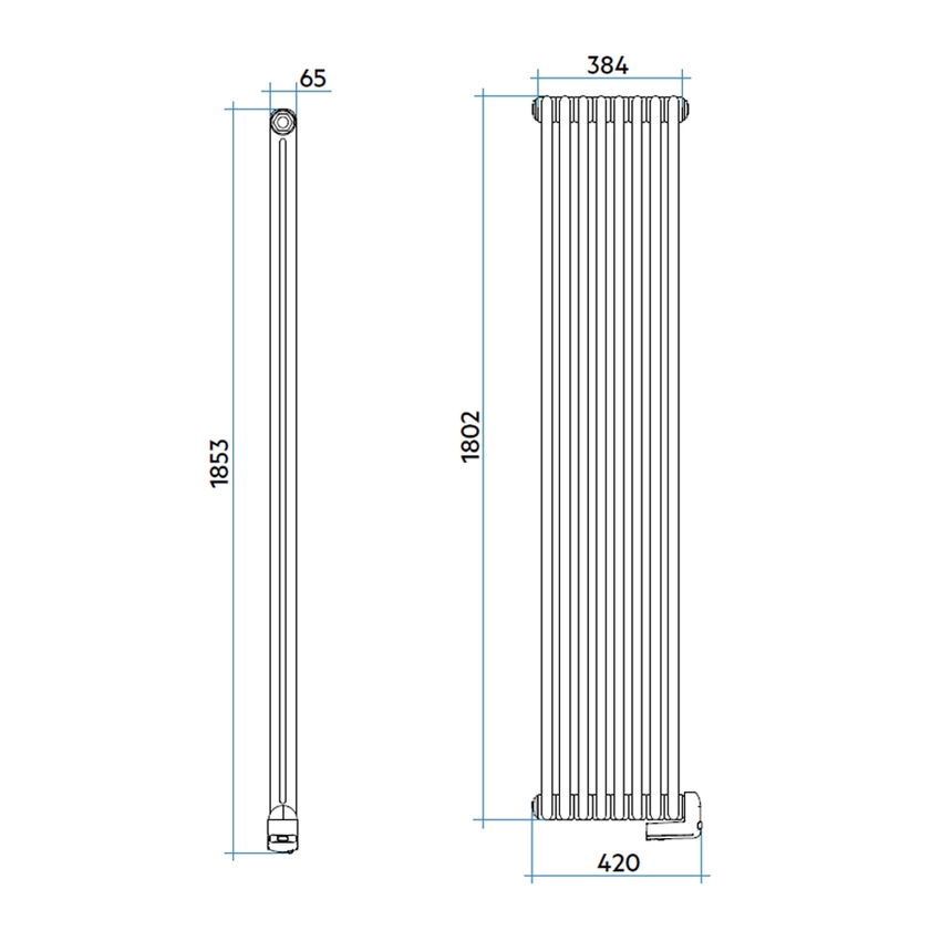 Immagine di Irsap TESI2 EH-1800-08 radiatore elettrico, 8 elementi, H.185,3 L.38,4 P.6,5 cm, colore bianco standard finitura lucido Cod.01 RT218000801IRHNN
