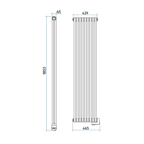 Immagine di Irsap TESI2 EH-1800-09 radiatore elettrico, 9 elementi, H.185,3 L.42,9 P.6,5 cm, colore bianco standard finitura lucido Cod.01 RT218000901IRHRN