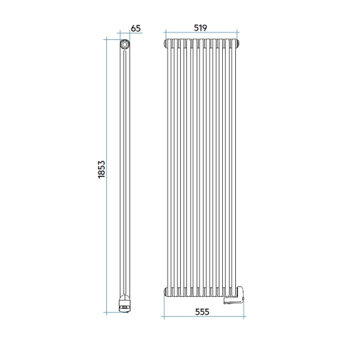 Immagine di Irsap TESI2 EH-1800-11 radiatore elettrico, 11 elementi, H.185,3 L.51,9 P.6,5 cm, colore bianco standard finitura lucido Cod.01 RT218001101IRHUN