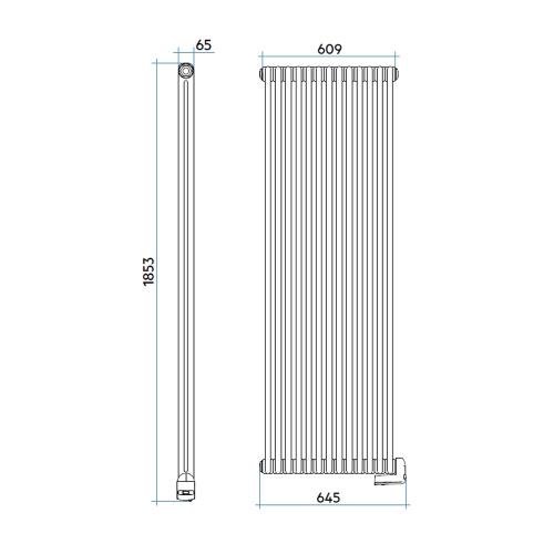 Immagine di Irsap TESI2 EH-1800-13 radiatore elettrico, 13 elementi, H.185,3 L.60,9 P.6,5 cm, colore bianco standard finitura lucido Cod.01 RT218001301IRHVN