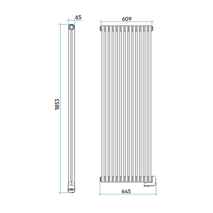 Immagine di Irsap TESI2 EH-1800-13 radiatore elettrico, 13 elementi, H.185,3 L.60,9 P.6,5 cm, colore bianco standard finitura lucido Cod.01 RT218001301IRHVN