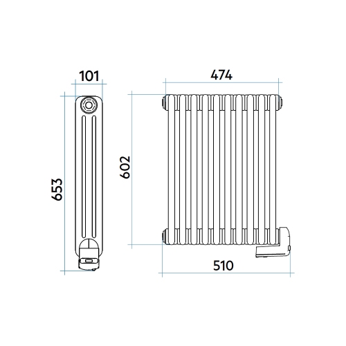 Immagine di Irsap TESI3 EH-600-10 radiatore elettrico, 10 elementi, H.65,3 L.47,4 P.6,5 cm, colore bianco standard finitura lucido Cod.01 RT306001001IRHHN