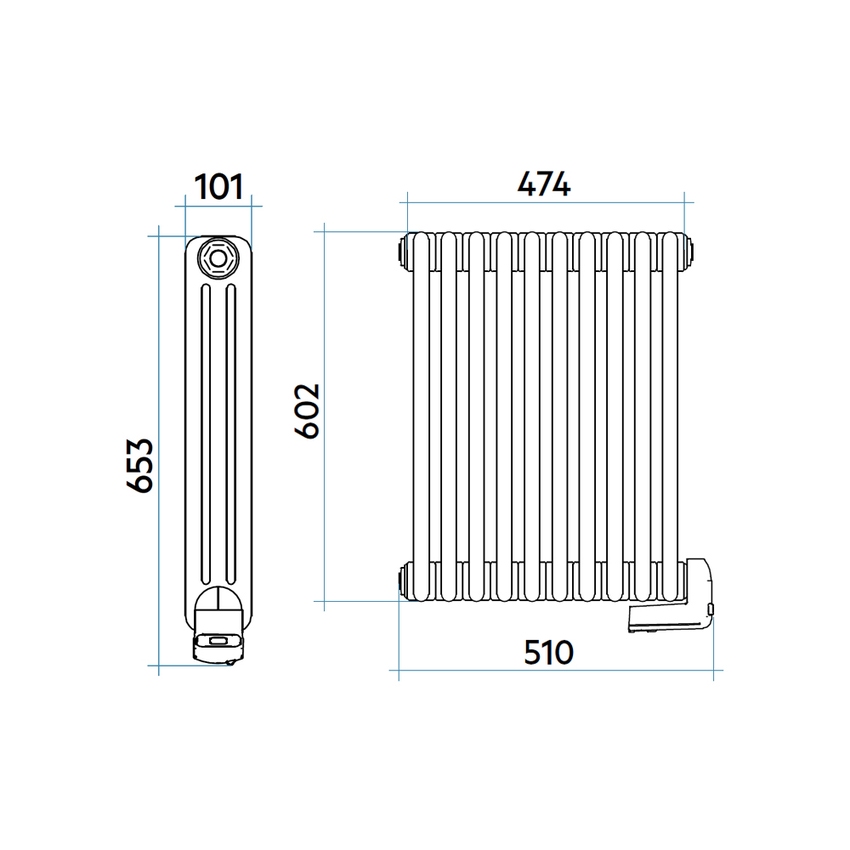 Immagine di Irsap TESI3 EH-600-10 radiatore elettrico, 10 elementi, H.65,3 L.47,4 P.6,5 cm, colore bianco standard finitura lucido Cod.01 RT306001001IRHHN