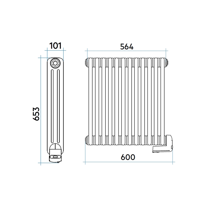 Immagine di Irsap TESI3 EH-600-12 radiatore elettrico, 12 elementi, H.65,3 L.56,4 P.6,5 cm, colore bianco standard finitura lucido Cod.01 RT306001201IRHNN