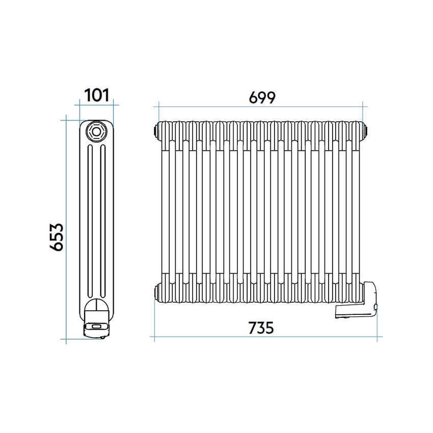 Immagine di Irsap TESI3 EH-600-15 radiatore elettrico, 15 elementi, H.65,3 L.73,5 P.6,5 cm, colore bianco standard finitura lucido Cod.01 RT306001501IRHRN
