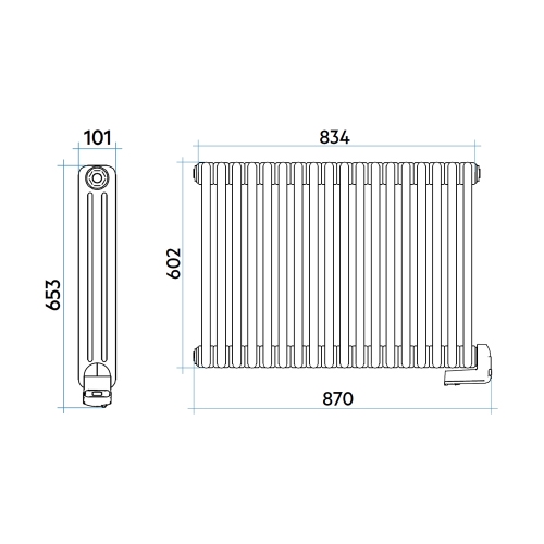 Immagine di Irsap TESI3 EH-600-18 radiatore elettrico, 18 elementi, H.65,3 L.83,4 P.6,5 cm, colore bianco standard finitura lucido Cod.01 RT306001801IRHUN