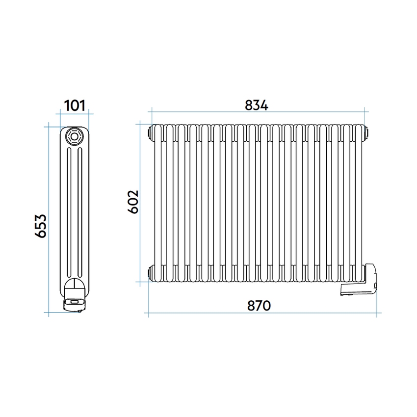 Immagine di Irsap TESI3 EH-600-18 radiatore elettrico, 18 elementi, H.65,3 L.83,4 P.6,5 cm, colore bianco standard finitura lucido Cod.01 RT306001801IRHUN