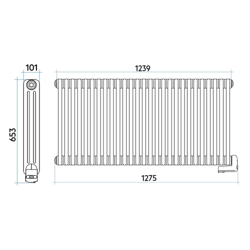 Immagine di Irsap TESI3 EH-600-27 radiatore elettrico, 27 elementi, H.65,3 L.123,9 P.6,5 cm, colore bianco standard finitura lucido Cod.01 RT306002701IRHZN