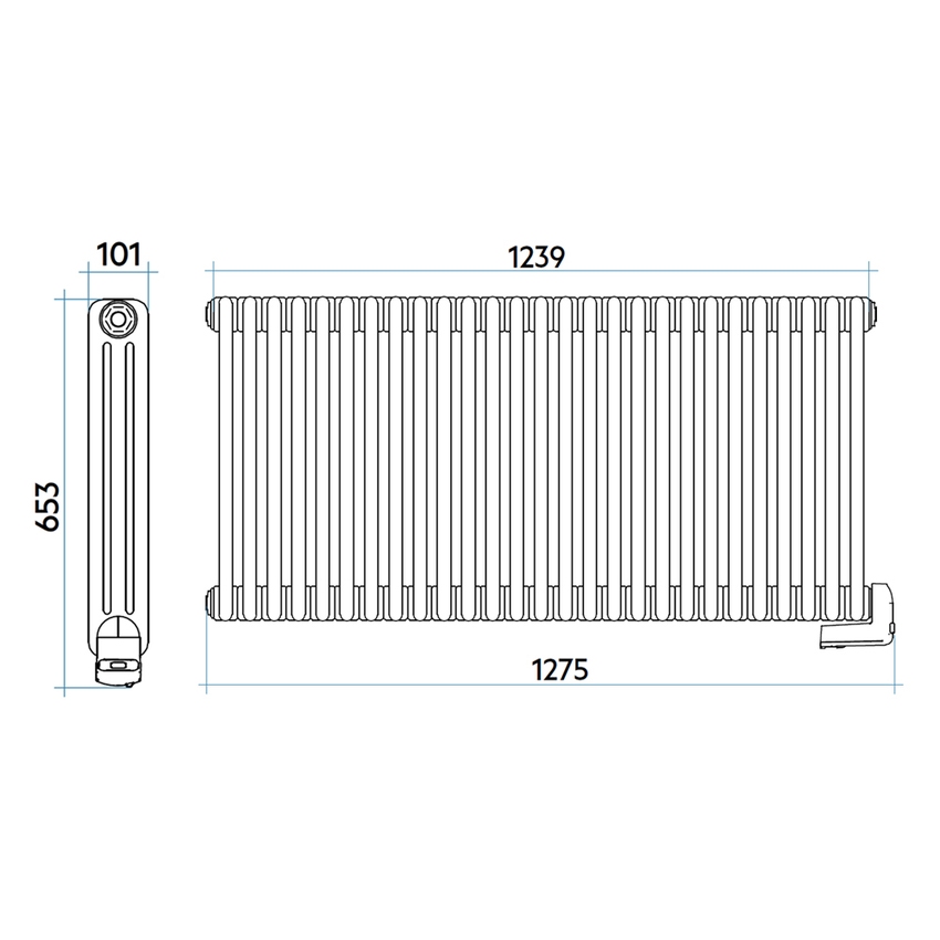 Immagine di Irsap TESI3 EH-600-27 radiatore elettrico, 27 elementi, H.65,3 L.123,9 P.6,5 cm, colore bianco standard finitura lucido Cod.01 RT306002701IRHZN