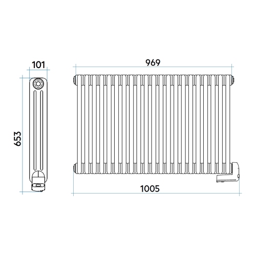 Immagine di Irsap TESI3 EH-600-21 radiatore elettrico, 21 elementi, H.65,3 L.96,9 P.6,5 cm, colore bianco standard finitura lucido Cod.01 RT306002101IRHVN