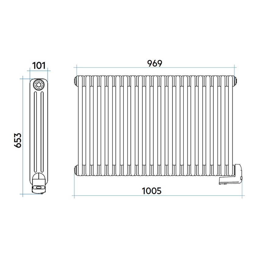 Immagine di Irsap TESI3 EH-600-21 radiatore elettrico, 21 elementi, H.65,3 L.96,9 P.6,5 cm, colore bianco standard finitura lucido Cod.01 RT306002101IRHVN