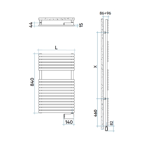 Immagine di Irsap ELLIPSIS_30 B ELETTRICO scaldasalviette 18 tubi, 2 intervallo, H.84 L.51 P.4,4 cm, con modulo bluetooth integrato, colore bianco standard finitura lucido Cod.01 HTS051Y01IR01NNN