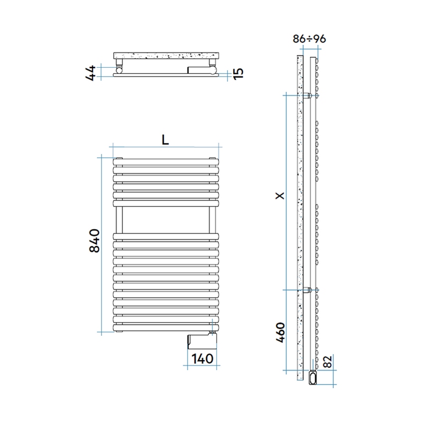 Immagine di Irsap ELLIPSIS_30 B ELETTRICO scaldasalviette 18 tubi, 2 intervallo, H.84 L.51 P.4,4 cm, con modulo bluetooth integrato, colore bianco standard finitura lucido Cod.01 HTS051Y01IR01NNN