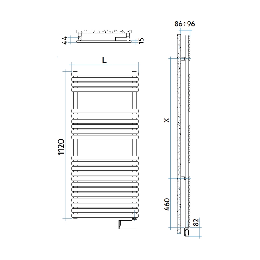 Immagine di Irsap ELLIPSIS_30 B ELETTRICO scaldasalviette 22 tubi, 3 intervallo, H.112 L.51 P.4,4 cm, con controllo elettronico Wi-Fi, colore bianco standard finitura lucido Cod.01 HTM051E01IR01NNN
